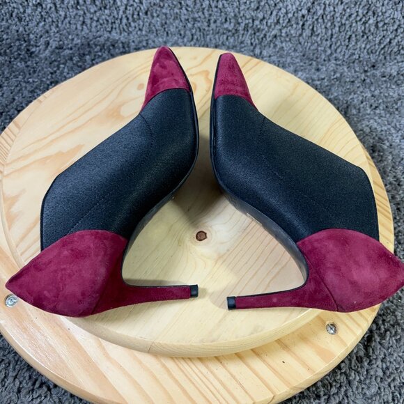 LK Bennett Heels Womens Size 7 Red Suede Pointed Toe Stiletto Slip On Pumps - Picture 6 of 9